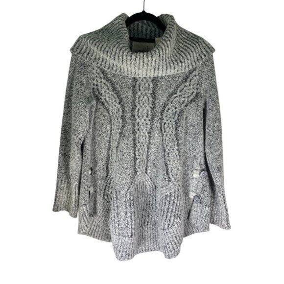 Anthropologie Angel Of The North Wool Cabled Boucle Sweater M Gray - Picture 3 of 15